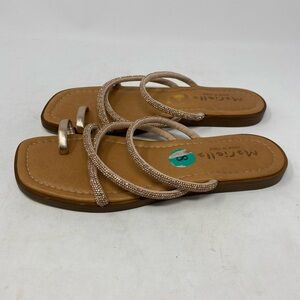 Mariella RHINESTONES Toe Ring Sandals Flats made in Italy sz 8
